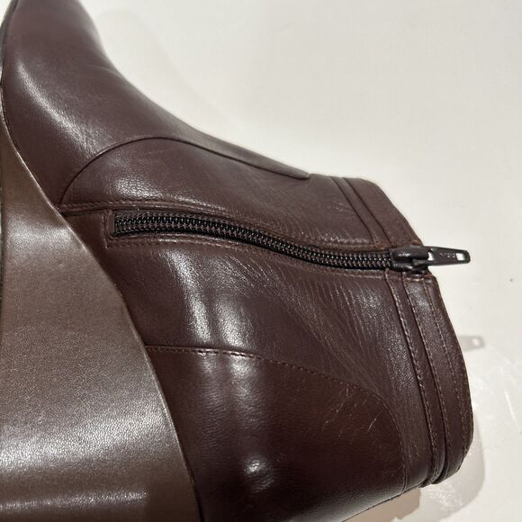 Naturalizer Brown Leather Wedge Zip Ankle Boots N5 Contour Women's 9.5 - Picture 8 of 11
